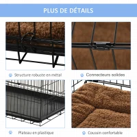 PawHut Cage caisse de transport pliante pour chien poignée, plateau amovible, coussin fourni 92 x 57 x 62,5 cm noir(m-4)