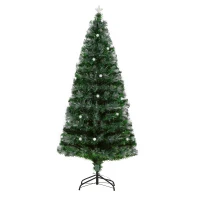 HOMCOM 6ft White Light Artificial Christmas Tree w/ 230 LEDs Star Topper Tri-Base Full Bodied Seasonal Decoration Pre-Lit Home(m-11)