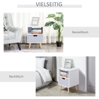 HOMCOM Nachttisch Nachtkommode Beistelltisch modernen Design mit 1 Regal Schlafzimmer MDF weiß L40 x B38 x H58cm(m-6)