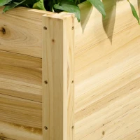 Outsunny Jardinière de jardin surélevée bac à fleurs roues trou de vidange en bois de sapin dim. 89L x 48l x 47H cm bois naturel(m-8)