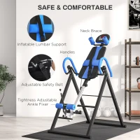 HOMCOM Gravity Inversion Table with Safety Belt Adjustable Hand Stand for Muscle Pain Relief, Blue(m-4)