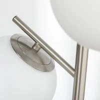 HOMCOM 3-Light Tree Floor Lamps for Living Room, Modern Standing Lamp for Bedroom with Globe Lampshade, Steel Base, Bulb not Included, Silver Tone(m-7)