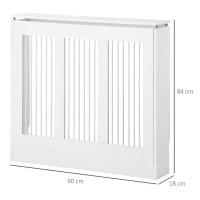 HOMCOM Copritermosifone a Doghe Moderno ed Elegante per la Casa, in MDF e Acciaio, 90x18x84cm, Bianco(m-3)