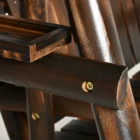 Outsunny 2-Person Garden Swing Chair, Outdoor Hanging Wooden Porch Bench w/ Adjustable Canopy and Side Trays for Patio, Poolside, Backyard(m-9)