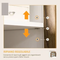 HOMCOM Mobile Multiuso in Truciolato con Armadietto e Cassetto in Stile Rustico, 78.5x39x89.4cm, Bianco(m-5)