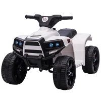 HOMCOM Mini Elektro-Quad Kinder Elektro ATV Kinderwagen für 18 bis 36 Monaten Elektromotorrad mit 2 Scheinwerfer Elektroquad Strandauto-Form PP Stahl Schwarz+Weiß 65 x 40 x 43 cm(m-1)