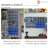 DURHAND Cassetta Portautensili da 44pz con Scatole Regolabili e Rimovibili in PP Blu e Grigio, 54x22x95 cm(m-4)