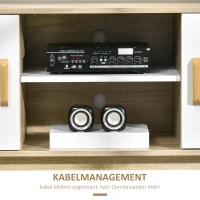 HOMCOM TV-Lowboard Fernsehschrank TV Schrank Fernsehtisch Sideboard mit 2 Schränke und offenen Regale Skandi-Design bis zu 55 Zoll Natur+Weiß 120 x 40 x 55 cm(m-6)