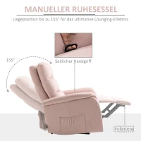 HOMCOM Relaxsessel mit Kopfstütze, verstellbare Rückenlehne, Liegeposition, Fernsehsessel, 85 cm x 95 cm x 104 cm; Rosa(m-4)