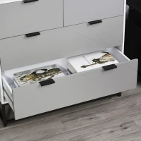 HOMCOM Cómoda de Noche Moderno Cajonera con 4 Cajones y Base Elevada para Dormitorio Salón 80x40x79 cm Blanco y Gris(m-8)