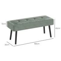 HOMCOM End of Bed Bench, Corduroy Bedroom Bench with Thick Padding and Steel Legs, Tufted Window Seat for Entryway, Living Room, Green(m-3)