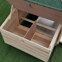PawHut Gallinero de Madera de Pino Refugio Jaula para Gallinas Pollos Exterior con Caja Nido Bandeja Extraíble y Espacio para Correr 196x76x97 cm Natural(m-8)
