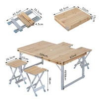 Outsunny Table de Camping Valise en Bois(m-3)