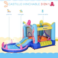 Outsunny Castillo Inflable Infantil con Tobogán Cama de Salto Piscina Inflador y Bolsa de Transporte 360x175x180 cm Multicolor(m-4)