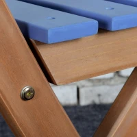 Outsunny Ensemble bistro de jardin 3 pièces avec 1 table et 2 chaises pliantes en bois de pin - bleu(m-7)