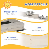 Outsunny Kids Wooden Sandbox w/ Canopy, Kitchen Toys, Seat, Storage, for Ages 3-7 Years(m-7)