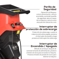 Outsunny Trituradora de Jardín 2500W con 2 Cuchillas de Volteo hasta Ø40 mm de Ramas Bolsa de Recolección de 50L y Ruedas para Malas Hierbas 52x39x89 cm Negro y Rojo(m-5)