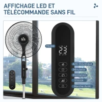 HOMCOM Ventilateur sur pied Ø 42cm 40W 3 modes 28 vitesses, fonction anti-moustique, hauteur réglable oscillant 75° noir(m-6)