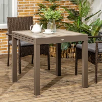Outsunny Conjunto de Muebles de Ratán Sintético de Jardín 7 Piezas Mesa Extensible y 6 Sillas para Terraza Patio Marrón(m-8)