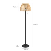 Outsunny Lampadaire extérieur LED solaire sans fil avec batterie rechargeable par USB avec abat-jour bambou - dim. Ø39 x 153H cm(m-3)