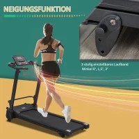 HOMCOM Elektrisches Laufband mit LCD-Display USB- und MP3-Player Faltbares Fitnessgerät 1-14 Km/h Stahl Schwarz 164 x 70 x 125 cm(m-9)