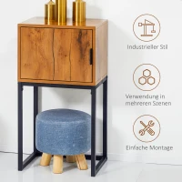 HOMCOM Konsolentisch im Industiriedesign, Beistelltisch, Sideboard, 1 Schrank, Braun + Schwarz(m-6)