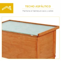 PawHut Casa para Conejos Exterior Conejera Grande de Patas Elevadas con Bandeja Extraíble Fácil de Limpiar Estable Buena Ventilación 90x45x65cm Color Madera(m-7)