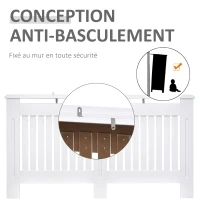 HOMCOM Cache-radiateur Design Panneau Cabinet 152L x 19l x 81H cm MDF Blanc(m-5)