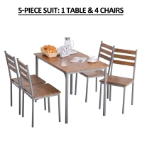 HOMCOM Modern 5-Piece Dining Table Set, Dining Table With 4 Chairs For Compact Dining Room& Kitchen, Brown(m-4)