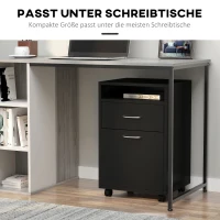 HOMCOM Rollcontainer Schubladencontainer Container, 1 Fach, 1 Regal, 1 Schublade, 40 cm x 3 cm x 60 cm, Schwarz(m-5)