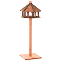 PawHut Vogelhaus mit Ständer wetterfestes Vogelfutterhaus mit wetterfestem Dach Futterhaus aus Holz für Wildvögel Ø52 x 130H cm Natur