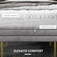 HOMCOM Panca Fondo Letto con Spazio Portaoggetti, in Acciaio e Poliestere, 79.5x37.5x43 cm, Grigia(m-4)