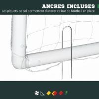 SPORTNOW But de football cage de foot but d'entrainement en PVC - piquets inclus - dim. 300L x 120l x 200H cm blanc(m-6)