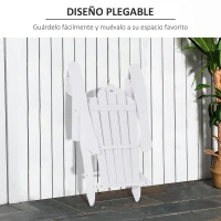 Outsunny Silla Adirondack de Madera Plegable Silla de Jardín con Reposabrazos y Respaldo Alto para Terraza Balcón Exterior Carga Max. 113 kg 73x88x93 cm Blanco(m-7)