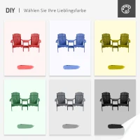 Outsunny Adirondack Gartenstuhl mit Tisch und Schirmloch 2 Sitzer Gartensessel Sitzgruppe Gartenmöbel für Balkon Massivholz Grau 178 x 87 x 92 cm(m-8)