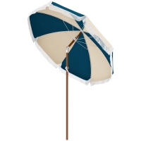 Outsunny Parasol Inclinable Vintage Bleu/Beige Ø213cm