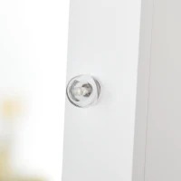 HOMCOM Free Standing LED Mirrored Jewelry Cabinet Armoire Floor Organiser W/ 3 Angle Adjustable For Rings Earrings Bracelets Cosmetics Warm White(m-9)