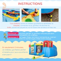Outsunny Château gonflable aire de jeux avec toboggan trampoline piscines + 3-8 ans 390 x 300 x 197 cm - multicolore(m-6)