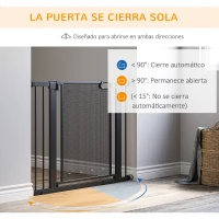PawHut Barrera de Seguridad para Perros Extensible 75-103cm Barrera Escaleras Puertas con 2 Extensiones Cierre Automático Negro(m-5)