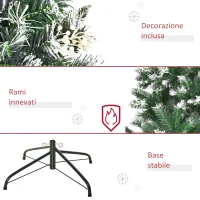 HOMCOM Albero di Natale Innevato 150cm con Bacche Decorative Bianche, Base Rimovibile Pieghevole, 378 Rami, Verde(m-7)