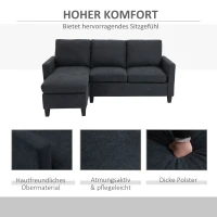 HOMCOM Ecksofa, Couchgarnitur, mit wendbarer Chaiselongue, 197 x 139 x 91cm, dunkelgrau(m-4)