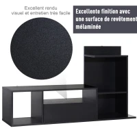 HOMCOM Meuble TV design contemporain multi-rangements grand plateau 3 niches 2 étagères tiroir mélaminé noir mat(m-4)