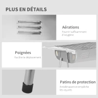 Outsunny Barbecue à Charbon Portable BBQ Grill sur Pieds 2 tablettes rabattables dim. 93L x 30l x 60H cm Acier INOX.(m-6)