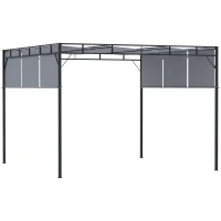 Outsunny Gazebo a Pergola 3x3m in Acciaio con Tettuccio Scorrevole e 8 Picchetti Inclusi(m-1)
