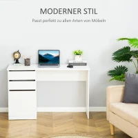HOMCOM Schreibtisch Computertisch mit 2 Schubladen Schrank Arbeitstisch Bürotisch große Tischplatte modern Weiß 120 x 50 x 75 cm(m-4)