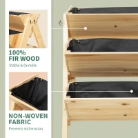 Outsunny 3 Tier Raised Beds for Garden, Wooden Planter Boxes with Clapboard and Hooks, 142L, 120 x 68 x 80cm(m-4)