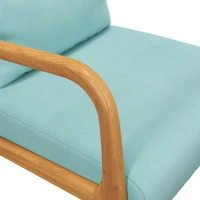 HOMCOM Fauteuil de salon avec cadre en bois massif fauteuil lounge - assise profonde - accoudoirs - aspect velours bleu(m-7)