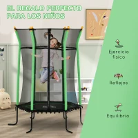 HOMCOM Cama Elástica Infantil Trampolín para Niños +3 Años con Red de Seguridad Ø163,5x190 cm Verde(m-7)