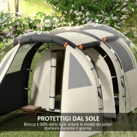 Outsunny Tenda da Campeggio 4-5 Persone con Copertura Oscurante, Impermeabile con Borsa di Trasporto, Kaki(m-5)