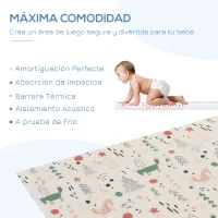 HOMCOM Alfombra Infantil Plegable Acolchado 2 Caras Alfombrilla de Juegos para Bebé Reversible Impermeable Antideslizantes con Superficie Grande 200x150 cm Multicolor(m-6)